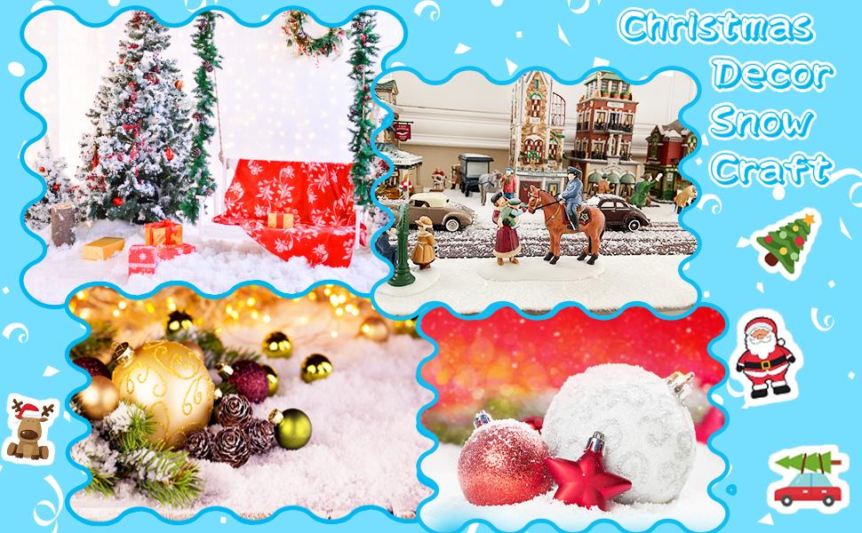 10oz Instant Snow Powder,Add Water Grows to 100x,Make 10 Gallons of Fake Snow,Christmas Tree Artificial Snow Decor Crafts for Sensory Activity Winter Holiday Party Supplies