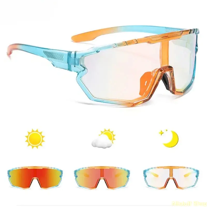 Photochromic Cycling Sunglasses for Men, UV400 Protection Color-Changing Sports Goggles, Anti-Glare Windproof Outdoor Eyewear for Cycling, Driving, Racing, Volleyball tiktokshopbacktoschool