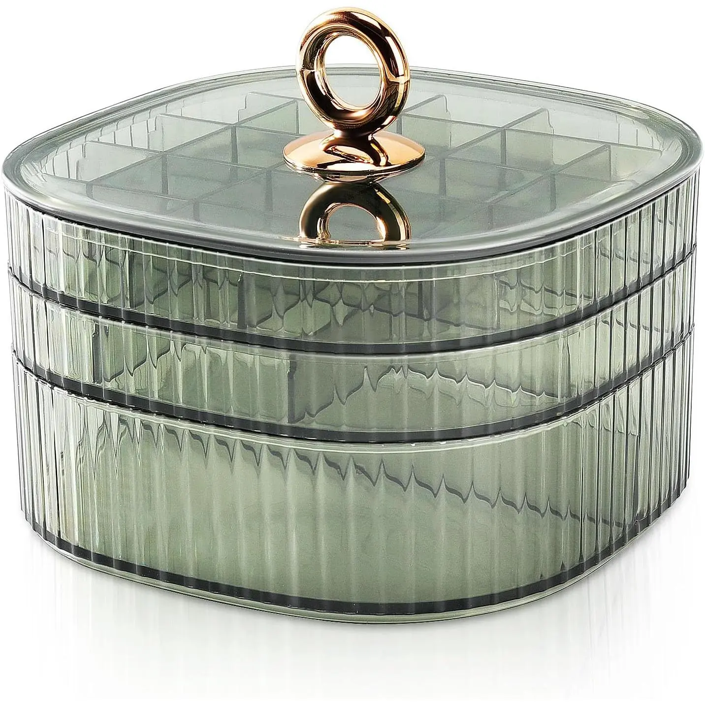 Earring Organizer,Stackable 3-Layers Clear  Box with Lid,Stud Earring Organizer for Women Girls,Earring Box Display Holder for Earrings Ring Studs Bracelet Necklace Crafts(Light Green)