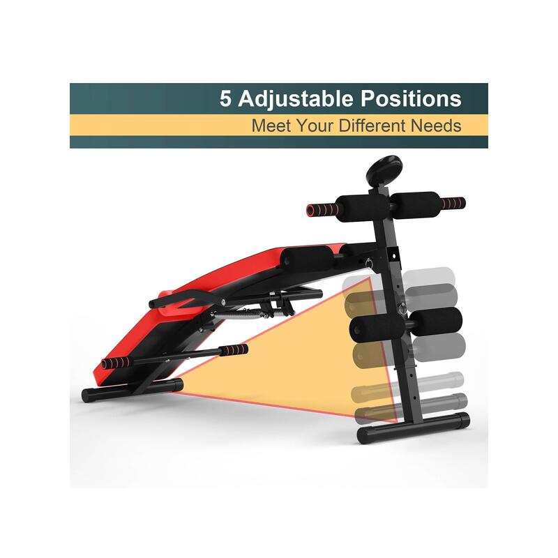 sport equipment  Goplus Multi Functional Foldable Weight Bench Adjustable Sit up Board w Monitor Red