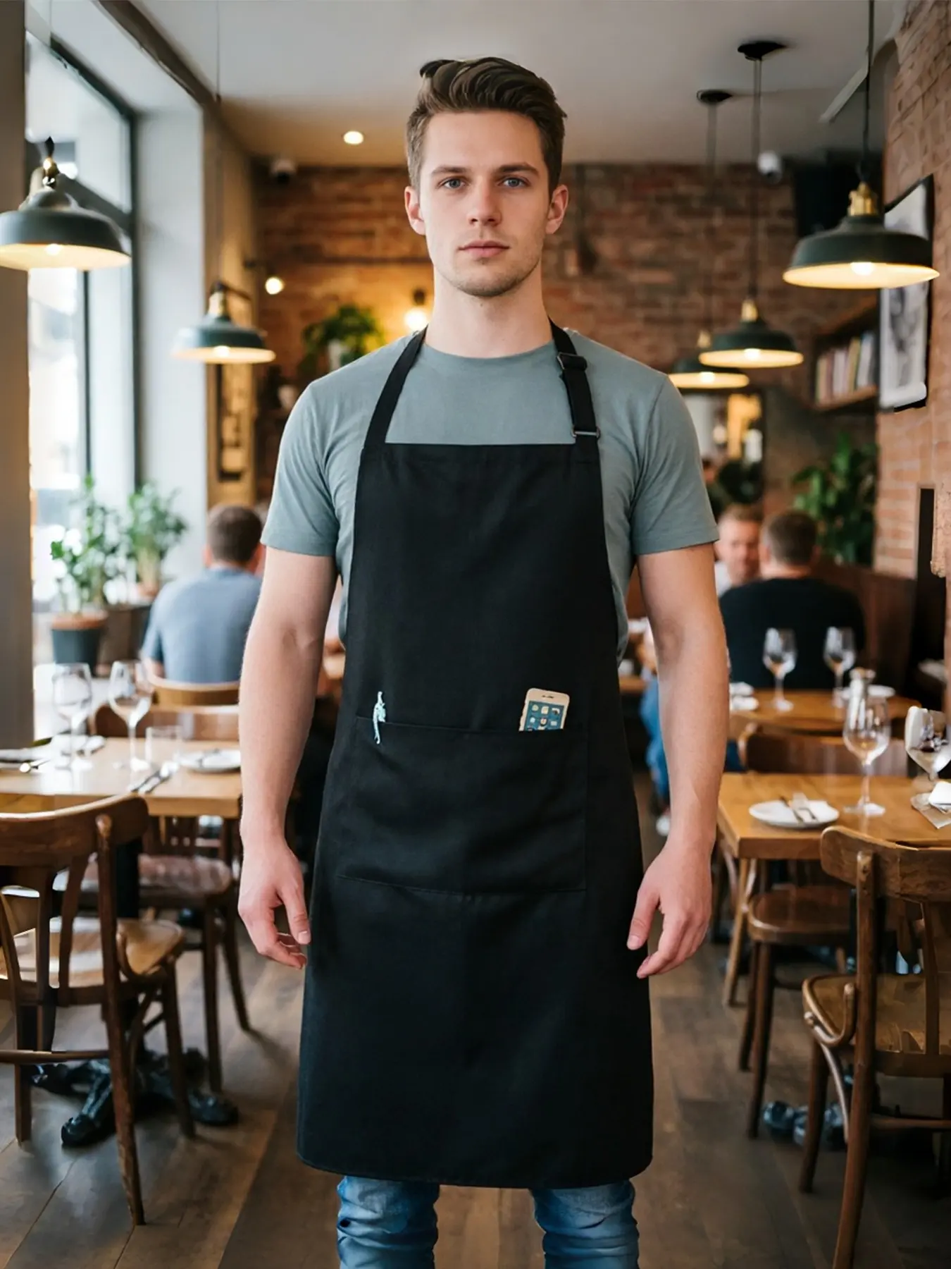 Waterproof Chef Apron, Adjustable Apron with Dual Pockets, Unisex, Ideal for Kitchen Cooking, Gardening, Baking, Work Apron