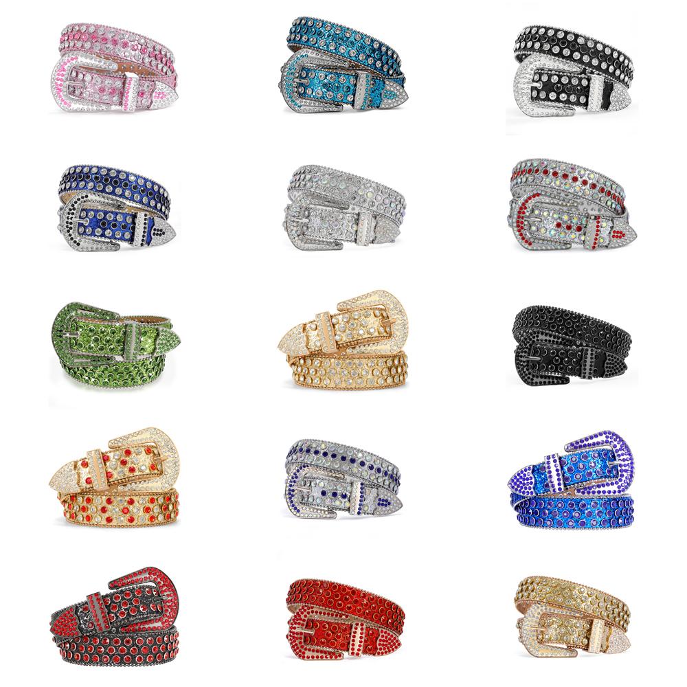 XZQTIVE Western Rhinestone Studded Leather Belt Cowboy Cowgirl Bling Waist Belt for Jeans Dress, Pink, Silver,Fit Waist Size 32-37 Inches SpringStatements