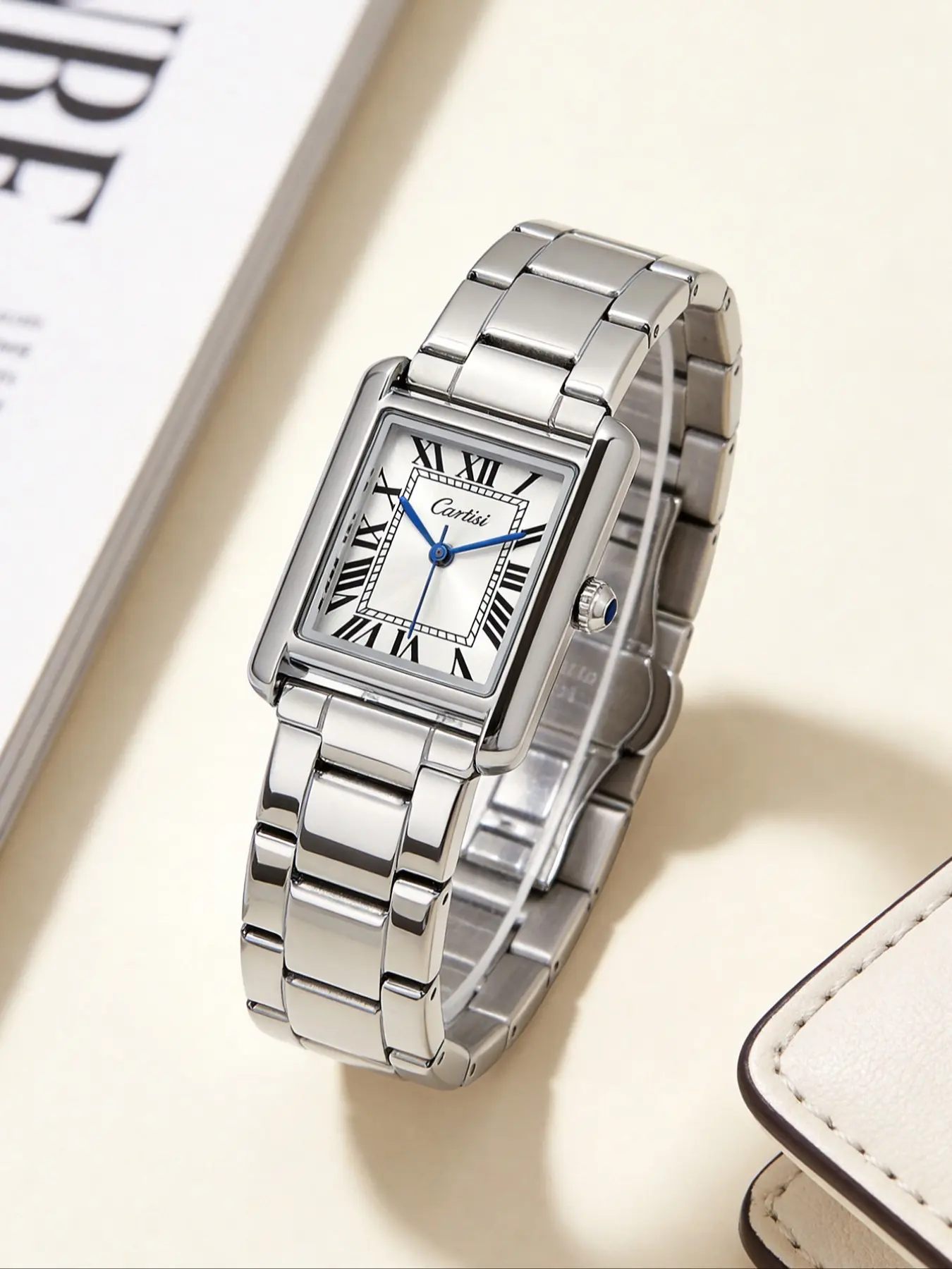 Women's Quartz Watch with Roman Numerals, Silver Color Alloy Strap, Geometric Dial, Casual Style, Quartz Wristwatch, Perfect Gift for Birthdays and Dates