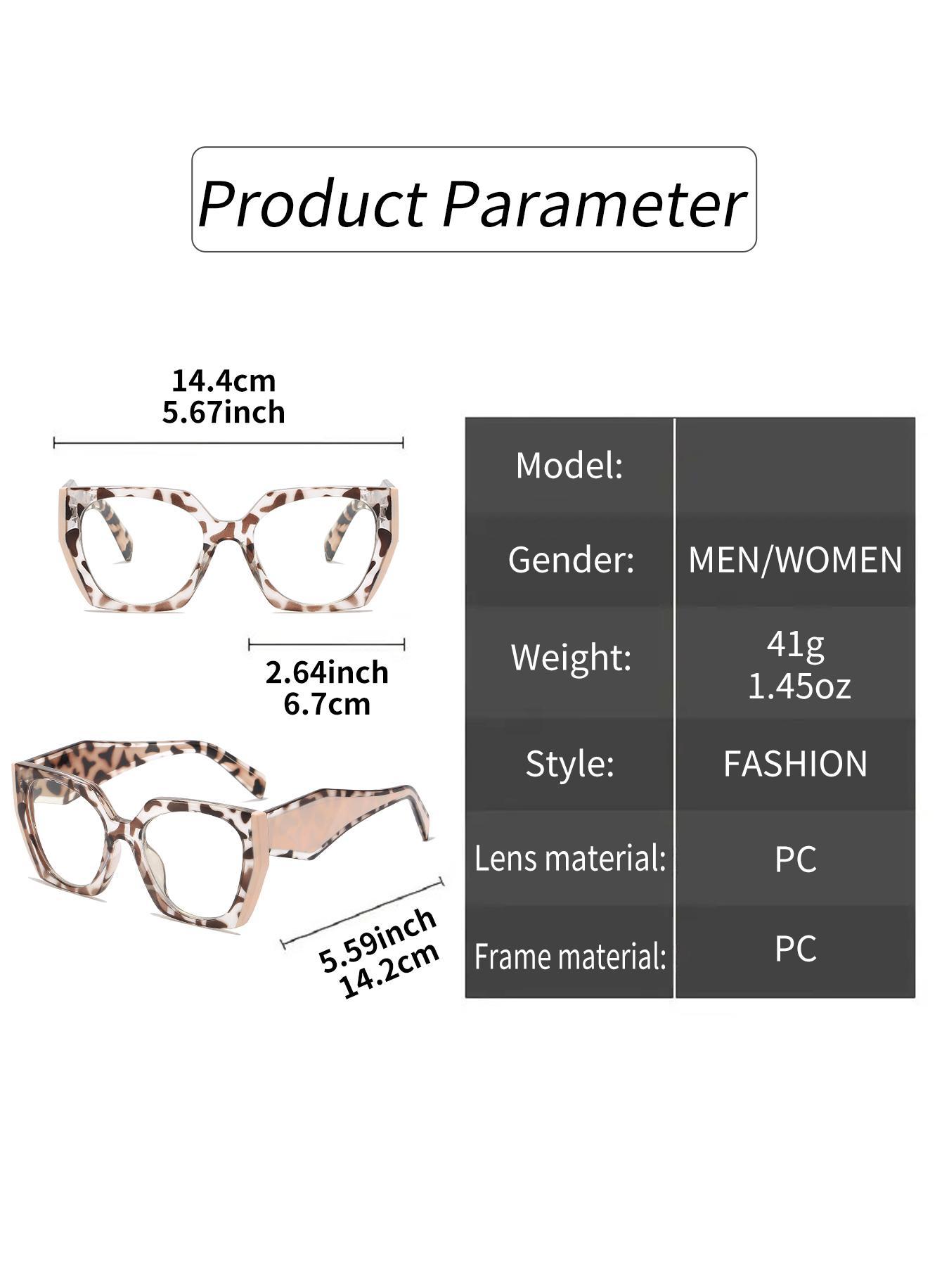 Simple Eyeglasses for Everyday Use, Basic Geometric Frame Eyeglasses for Women & Men, Fashion Eyeglasses for Work, Fashionable Frames Glasses, Leopard Pattern Eyeglasses