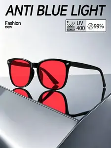 Unisex Red Yellow Orange Tinted Lens Eyeglasses Anti Blue Light Glasses, Night Sleep Red Lens Filter Eyewear for Eye Strain Relief