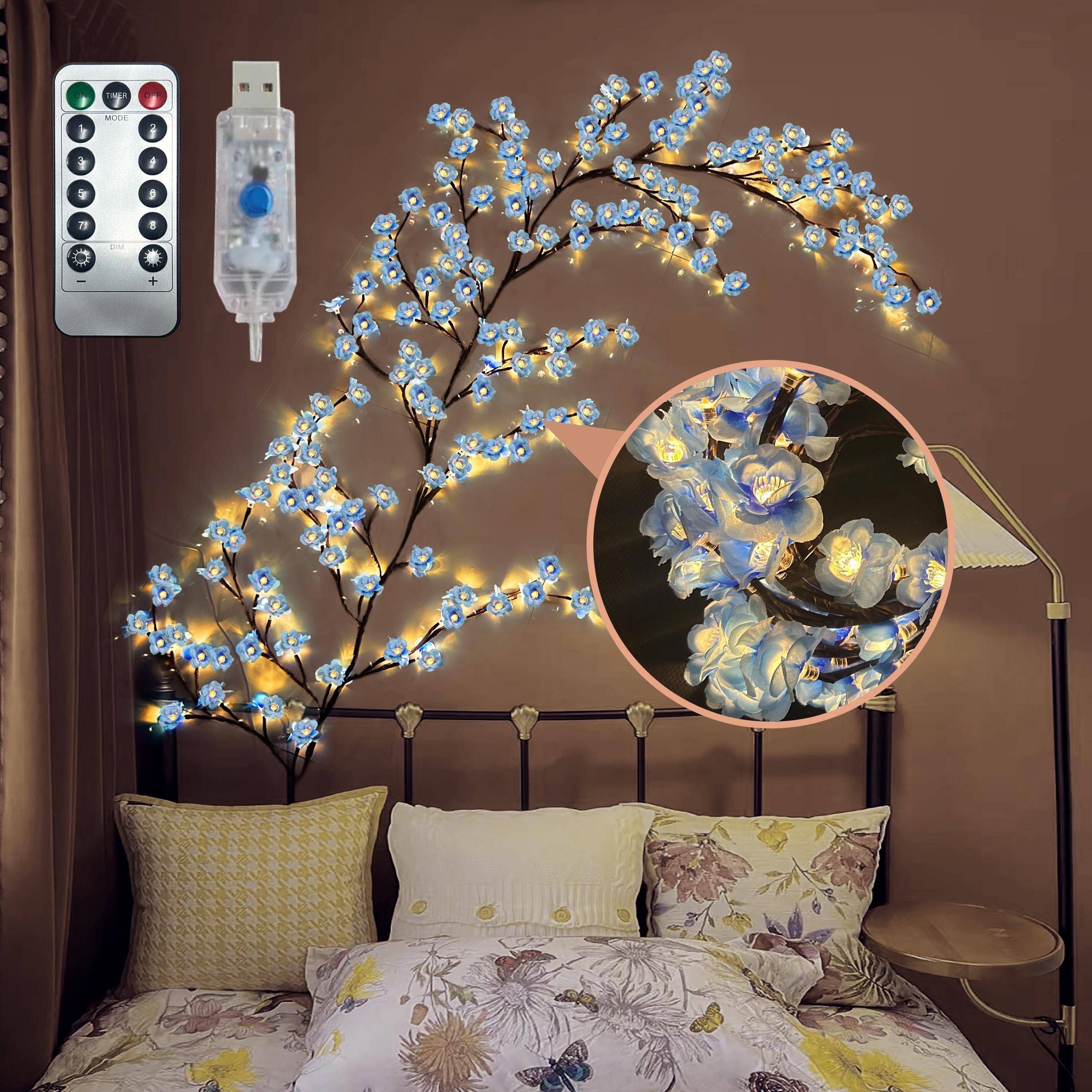 USB Powered 96-LED Artificial Magic Cherry Blossom Branch Light, 8-Lighting Modes, Flexible DIY Decorative Rattan Light for Home, Outdoor, Garden, Lawn Decoration