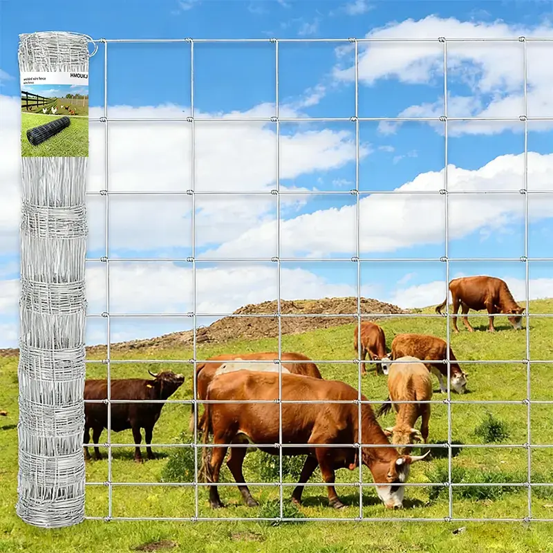 Cattle Farm Fence, 4ftx164ft Galvanized Wire Fencing 14GA Heavy Zinc Coating Wire Fencing, for Goat Deer Yard Livestock Animals Protection (4ftx164f(14GA)) Solution Weatherproof Reliable