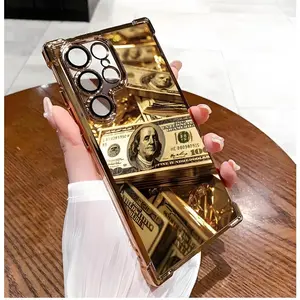 Cool Gold Dollar Wealth Pattern Luxury Fashionable Ins Four Corner Airbag Anti-drop,Slip Phone Cases for Samsung Galaxy S26 S25 S24 S23 S22 FE Plus Ultra EDGE Soft Back Shockproof Cover,To Family,Boy,Girl,Friends,Man,Women As A Birthday Gift