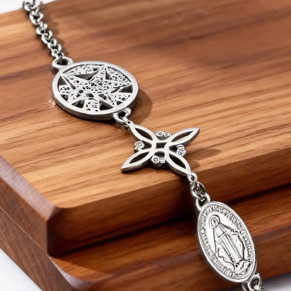 Witch Knot Amulet Bracelets for Women Pentagram Tetragrammaton Faith Virgin Mary Protection Talisman Jewelry