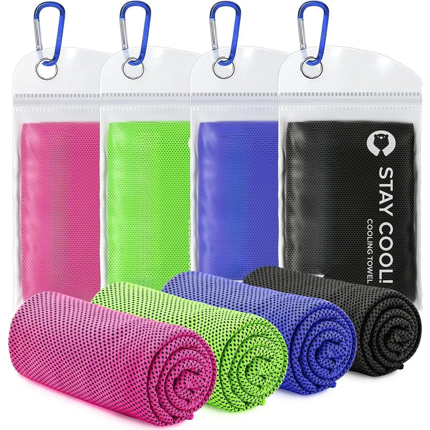 4 Pack Cooling Towels (40"x 12"), Cool Towels for ,   Rag for Gym, Cooling Rag, Cooling Towel for Yoga, Golf, Camping, Running, Workout, Camping, Fitness