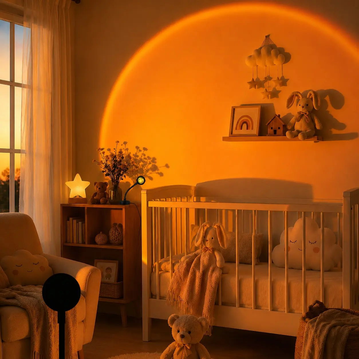 Sunset Projection Light, Creative LED Decorative Atmosphere Lamp, Romantic Night Light, Ambient Night Light, LED Mood Light, Ideal for Kids Room, Bedroom, Coffee Shop, Valentine's Day Wall Decoration