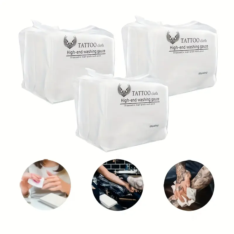 Disposable Tattoo Wipes (1pc/50 Count) - Soft Material, Durable Non-Woven Cleaning Cloths for Body Art, Cosmetic Removal, Disposable Use, Easy Cleanup, Spa & Home Supplies, Salon, Home Use