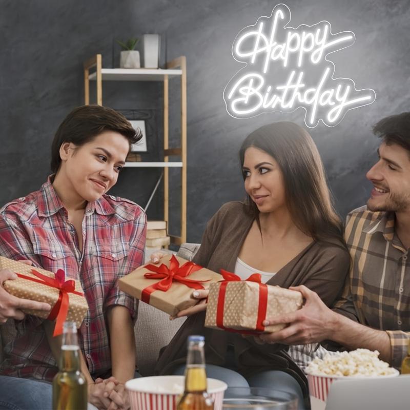 Happy Birthday Neon Wall Decor, LED Lighting Signs Birthday Decor, Home Decor Birthday Lighting LED Signs, Best Personalized Birthday Gifts for All Parties (16 ", Warm White)