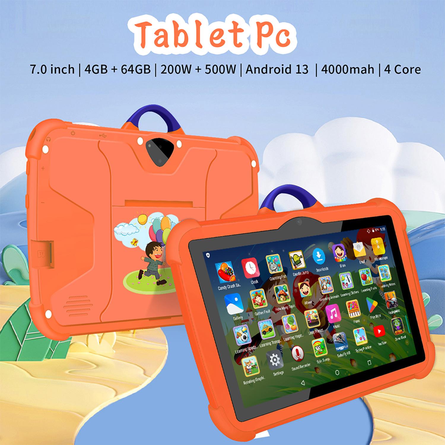 7 Inch 5G WiFi Tablet Pc for Children's best Gifts Android Kids Game Educational Learning Tablets Quad Core 4GB RAM 64GB ROM student parental control de colores con protector anti caídas para niños bluetooth touchscreen