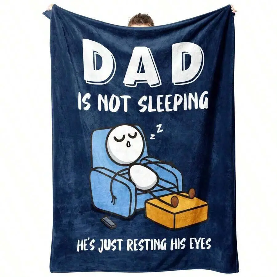 Funny Dad Throw Blanket, Dad Is Not Sleeping He's Just Resting His Eyes Soft Flannel Blanket, All Season Cozy Couch Office Blanket, Unique Funny Father's Day Birthday Gift for Dad Husband Men, Hilarious Lazy Dad Prank Present Home Decor