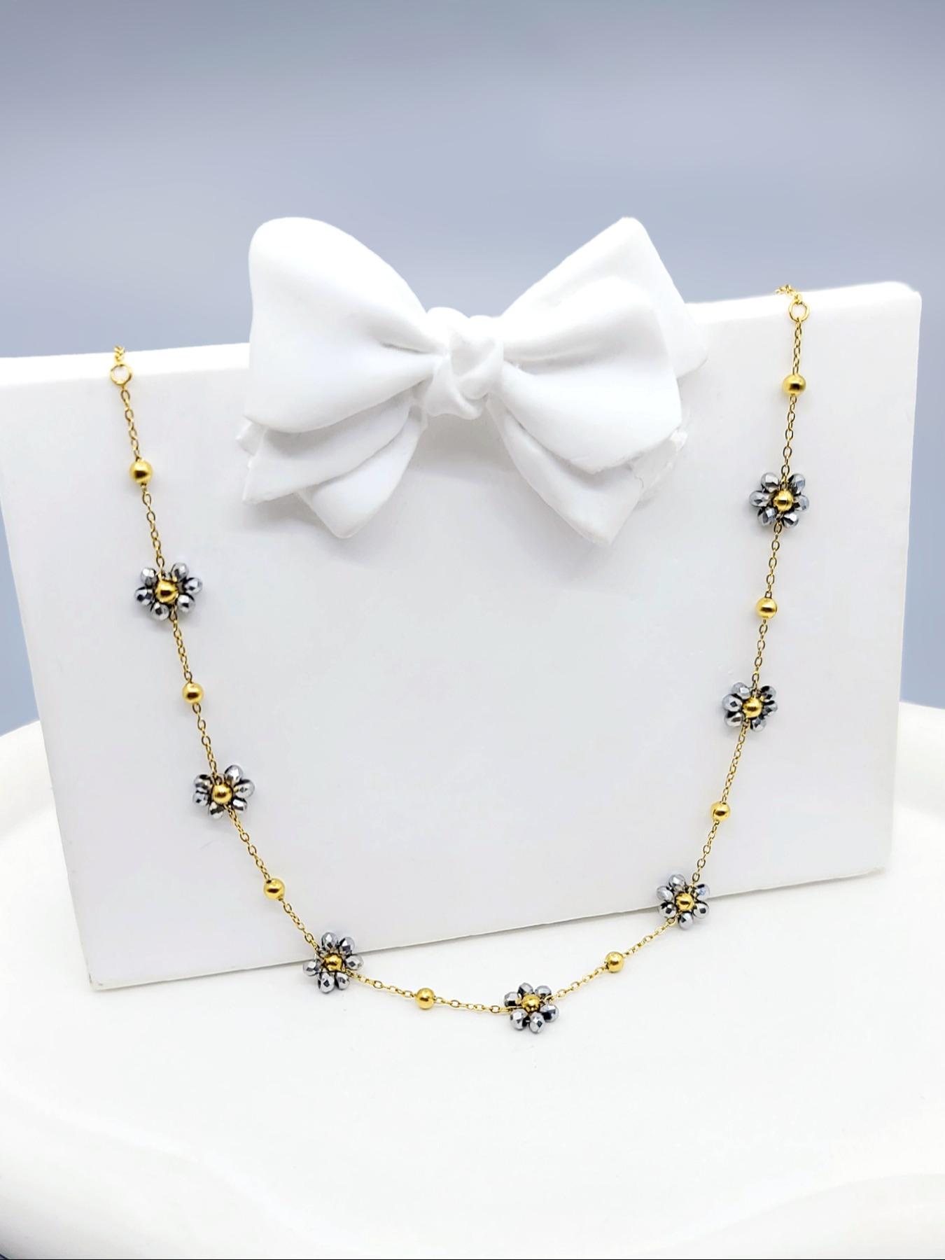 Boho Style Flower Decor Necklace, Clavicle Chain Necklace, Casual Versatile Fashion Accessories for Women, Minimalist Cute Jewelry Gift, Goddess Necklace, Clavicular Necklace, Collarbone Chain
