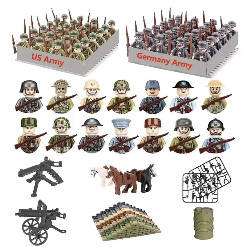 2026 new hot item 24pcs/batch WW2 Military Character WW2 Army Building Blocks Military Soldier Character Building Blocks Kids Holiday Gift Toys