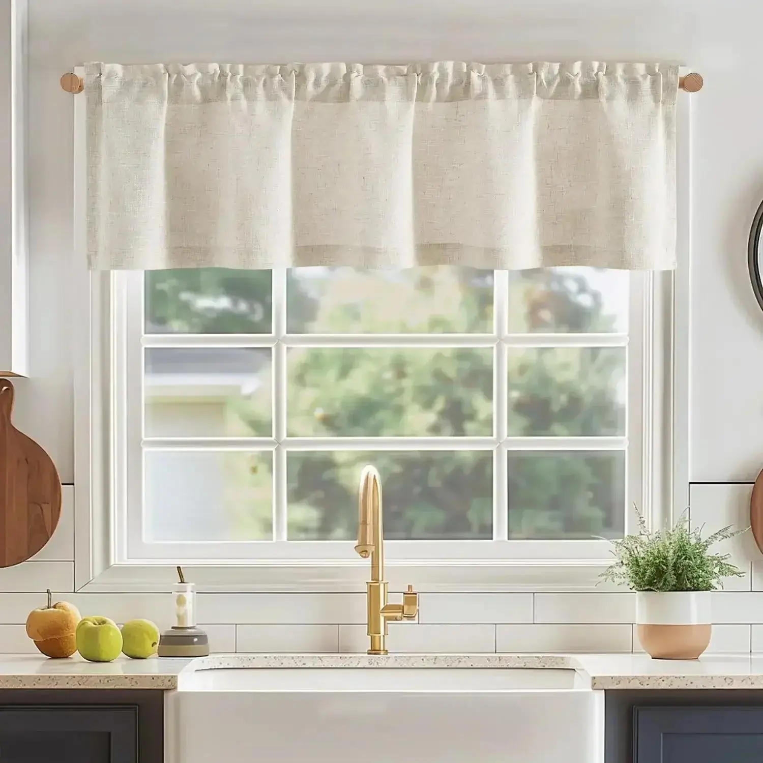 Solid Poly-Linen Cross-Weave Rod Pocket Valance