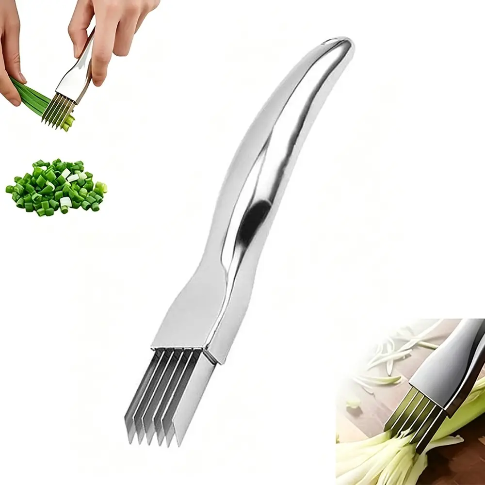 Multifunctional Stainless Steel Vegetable Slicer, Handheld Onion Cutter for Onions Garlic Tomatoes, Kitchen Essential Tool