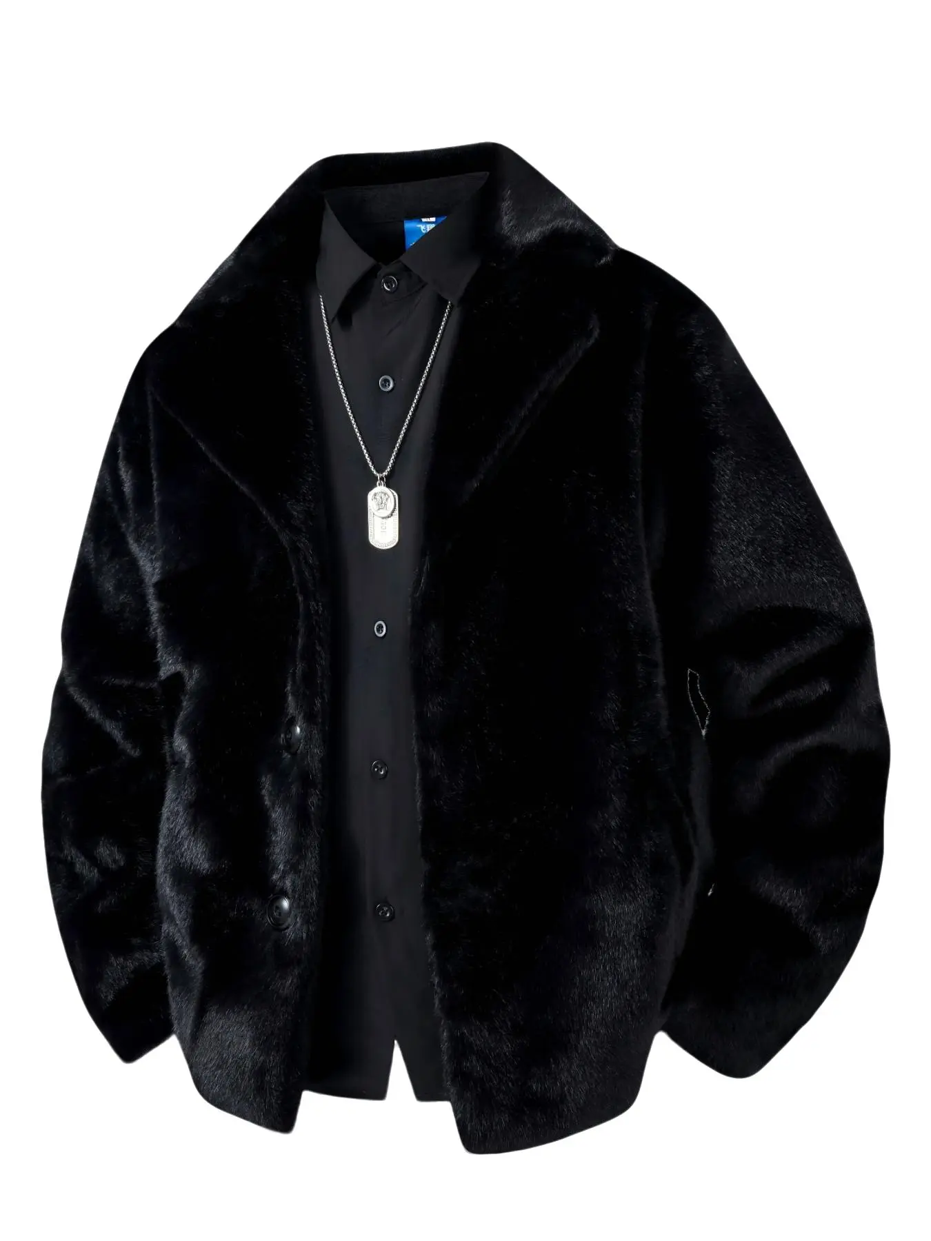 Men's Mink Velvet Suit Collar Coat, Soft and Warm, Single Button Luxury Loose Fit Winter Jacket, Stylish Men's Outerwear
