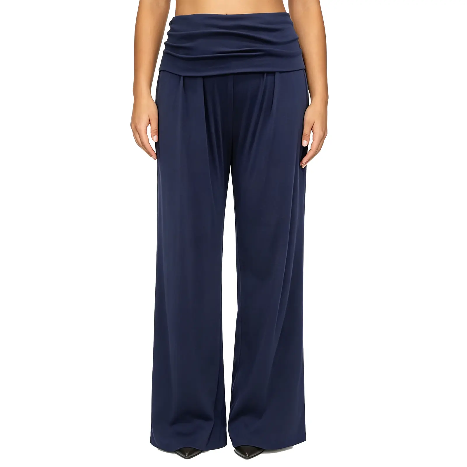 Women's Wide Leg Pants, Casual High Waist Loose Trousers, Elegant Stretch Rayon Palazzo Bottoms for Party Streetwear