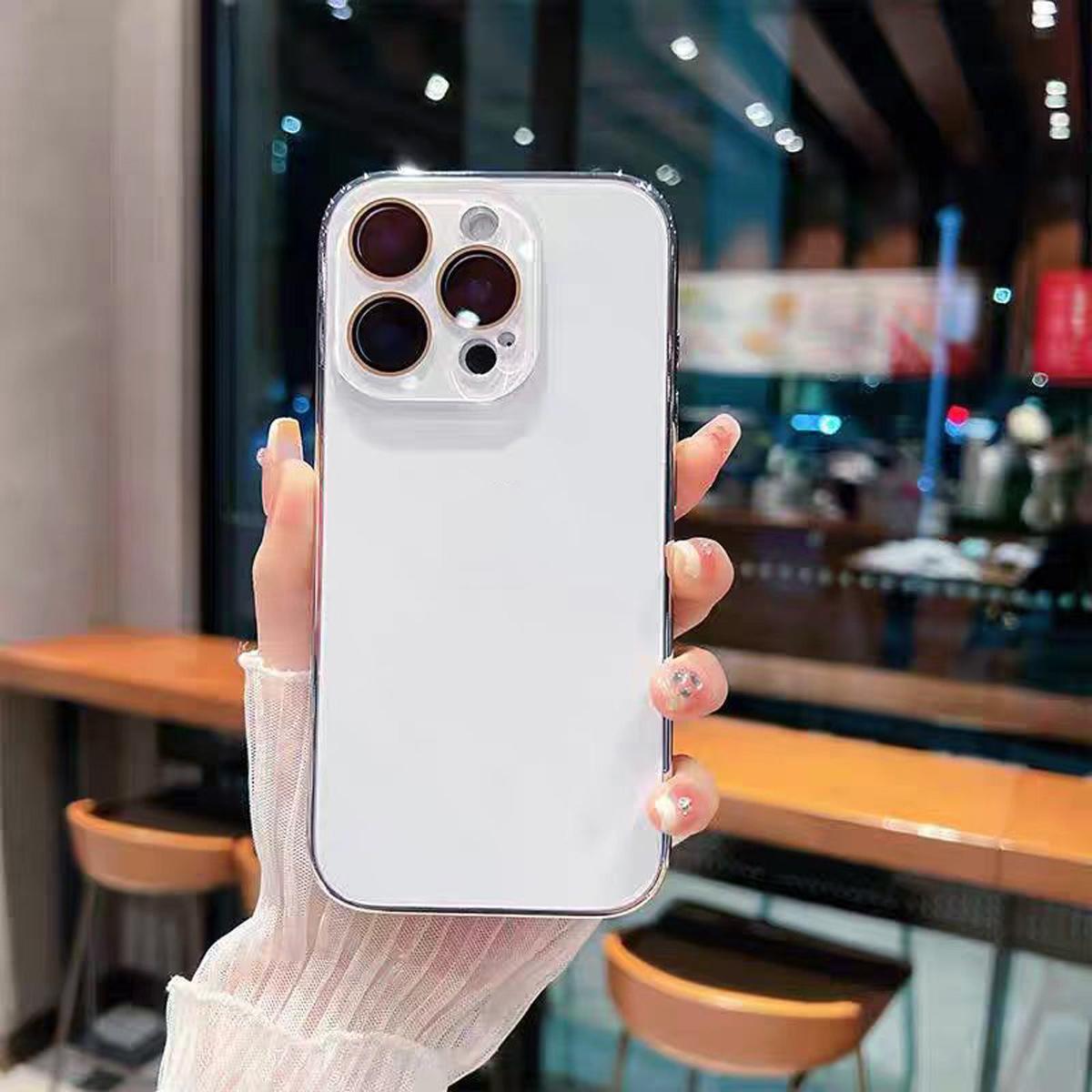 Luxury Plating Cute Case for iPhone 17 Pro Max 16 15 14 13 12 Full Lens Protection Electroplated Original Color Glossy Glass Back Cover for Girl Woman Christmas Gift Protector Pink Casing Shockproof High-Quality Mobile Phone Case