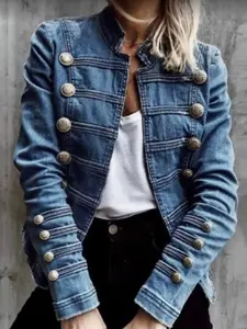 Women's New Casual Aesthetic Design Lapel Long Sleeve Jacket, Fitted Plain Pattern, Spring & Fall Fashion, Comfortable Daily Wear, Stylish Outerwear Coats, Womenswear