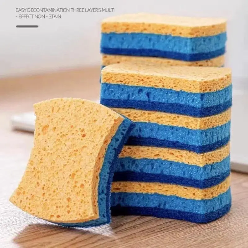 6Pcs/Set Non-Scratch Cellulose Household Kitchen Sponges Dishes Sponge Multi-Use Dish Scrubber Sponge for Kitchen Cleaning Tool