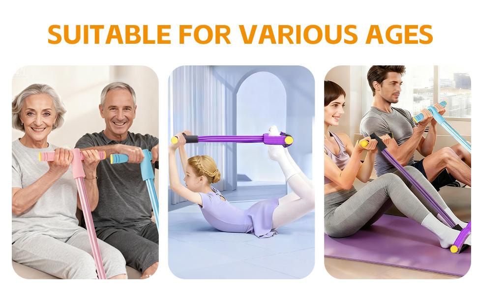 Foot pedal resistance band with handle – six-tube design, 50 lbs pull, natural rubber material; specially designed for…