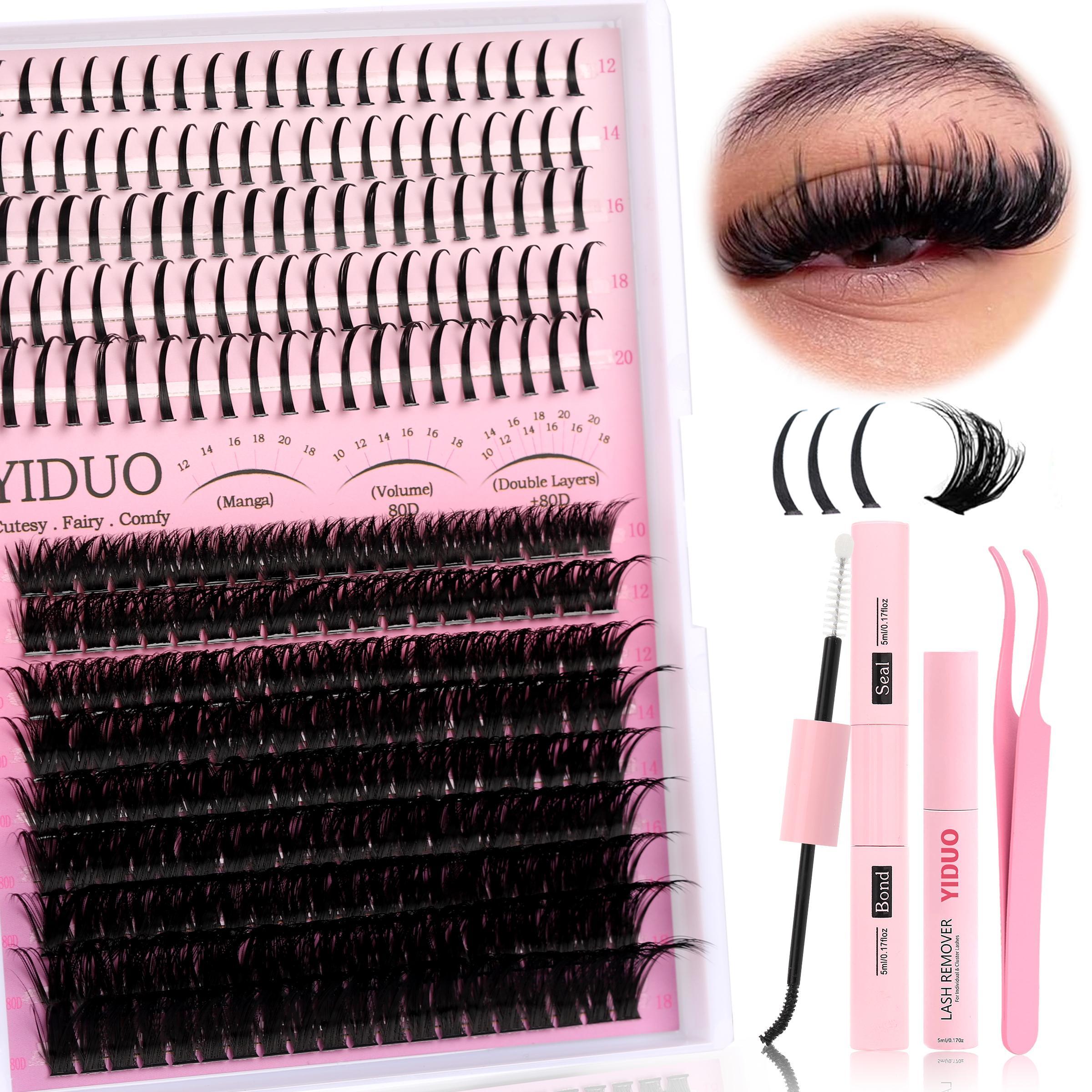 Individual False Eyelashes Kit, 60D/80D/100D Mixed-Length Eyelash Extensions, Self-Grafting Curly Eyelashes for Eye Makeup Enhancement, Cosmetic Eyelash Set #TOP PICKS