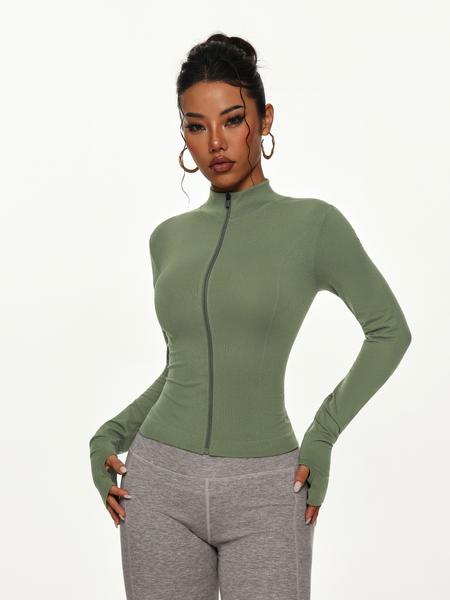 Women's Long Sleeve with Zipper, Quick-Dry Fitness Coat, Elastic Fit Design, Ideal for Gym & Running, Casual Wear, Yoga Jacket Top