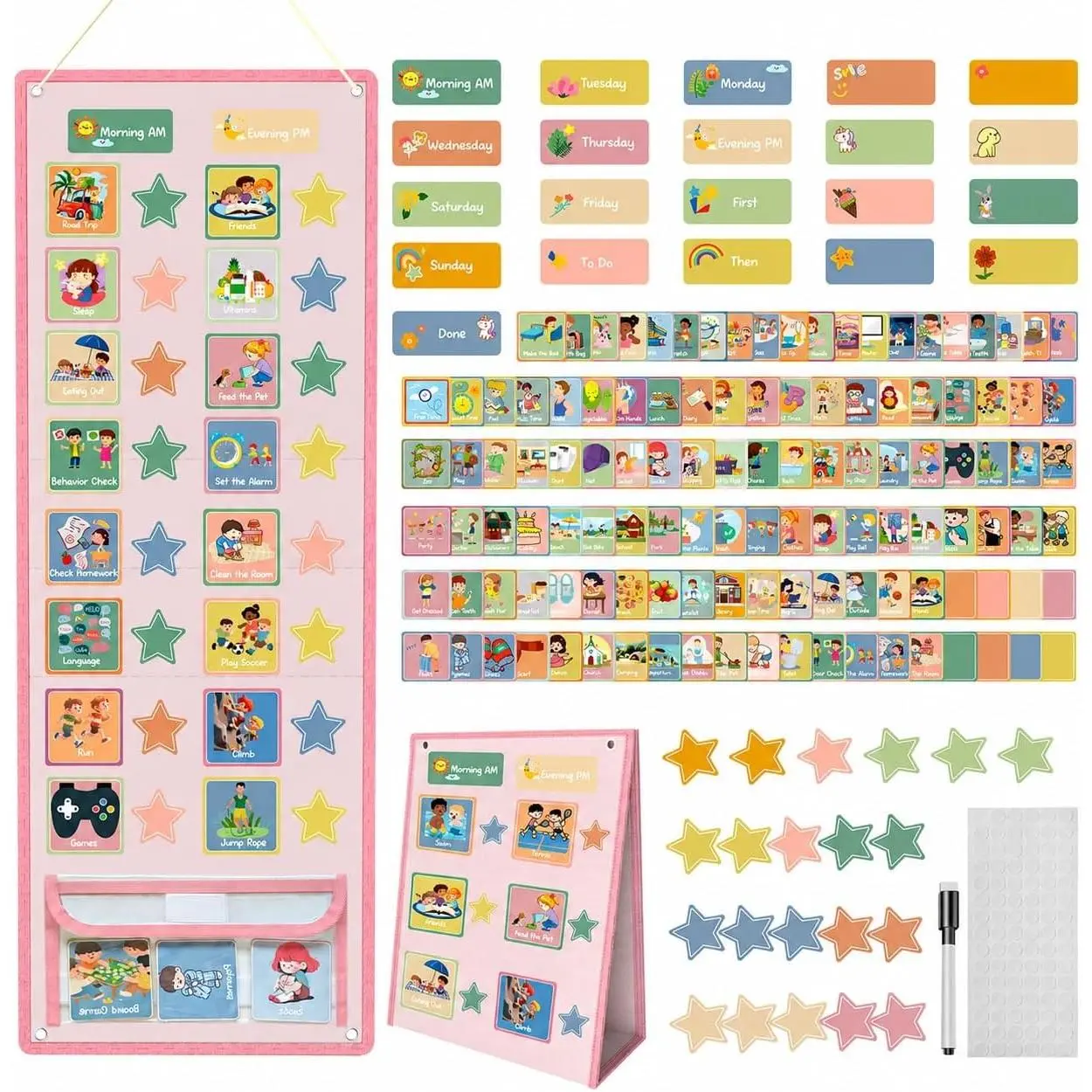 Visual Schedule for  with  - 174 Picture Cards | Daily Chore & Routine First-Then Visual Schedule Board, Daily Visual Planner for   &  Use