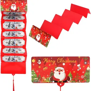 1pcs Christmas Money Holder Envelopes with 10 Slots, Surprise Holiday Xmas Cash Card Gift for Men, Women, Kids, Family (Red San)