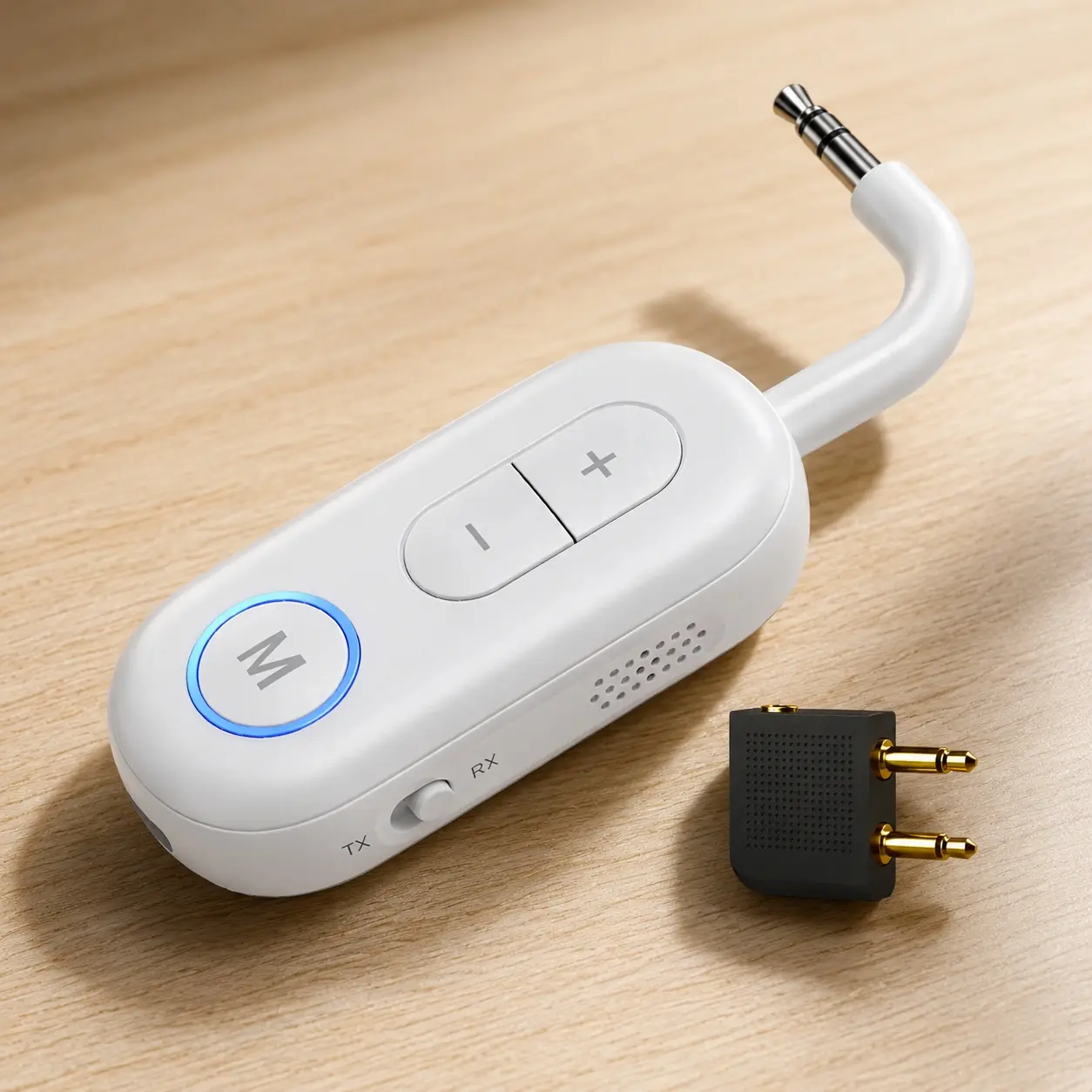 Bluetooth 5.3 Audio Adapter Transmitter & Receiver, 2-in-1 Compatibility for TV/Car to Headphones/Speakers, Wireless 3.5mm Jack Converter Compatible with AirFly & All Audio Devices, Digital Audio Adapter
