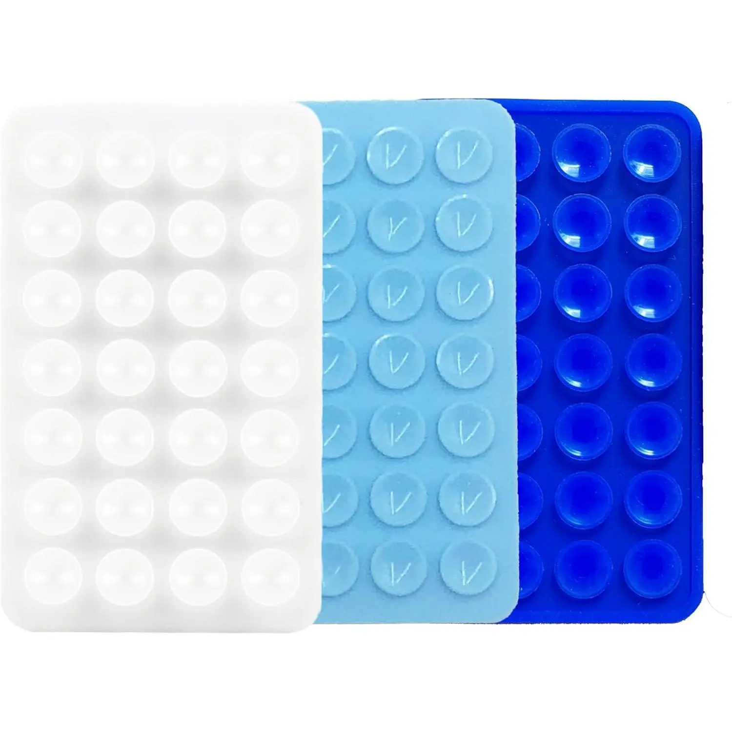 3 count Double Sided Phone Suction Pad,Sticky Phone Case for Wall ands-Free Fidget  Mirror Shower,Suction Cup Holder for  Mobile Power Supplies (Blue White)