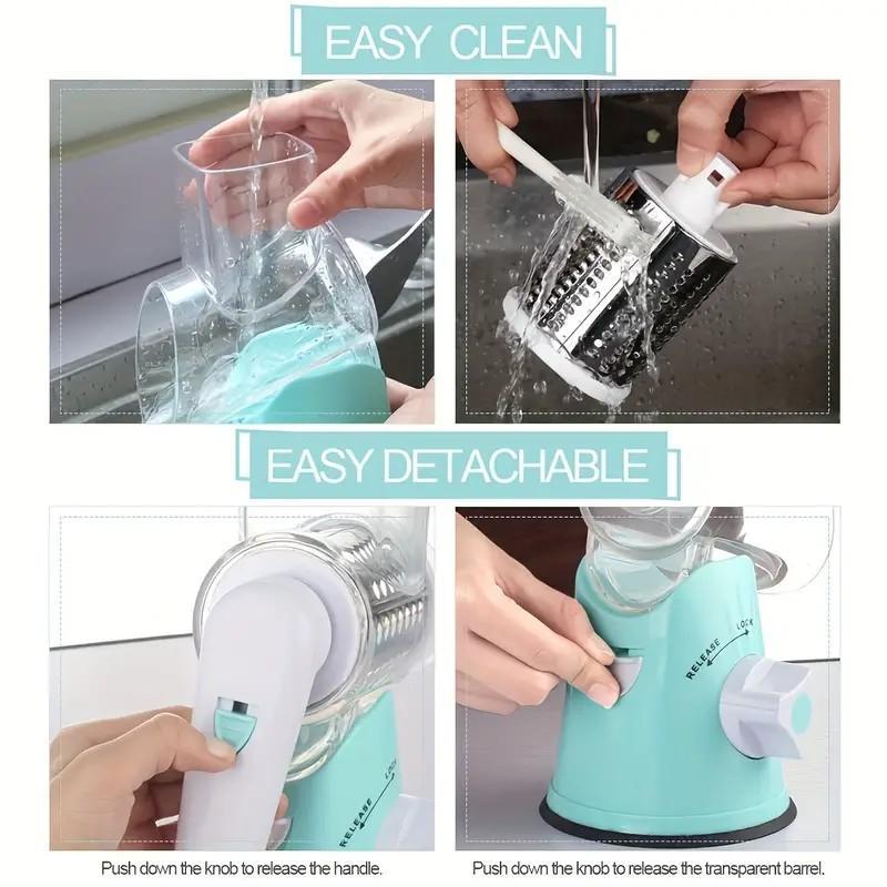 3 in 1 Manual Rotary Cheese & Vegetable Potato Grater, 1 Count Multifunctional Vegetable Chopper with Handle, Kitchen Utensils & Gadgets 3 in 1 Manual Rotary Cheese & Vegetable Potato Grater, 1 Count Multifunctional Vegetable Chopper with Handle, Kitchen Utensils & Gadgets