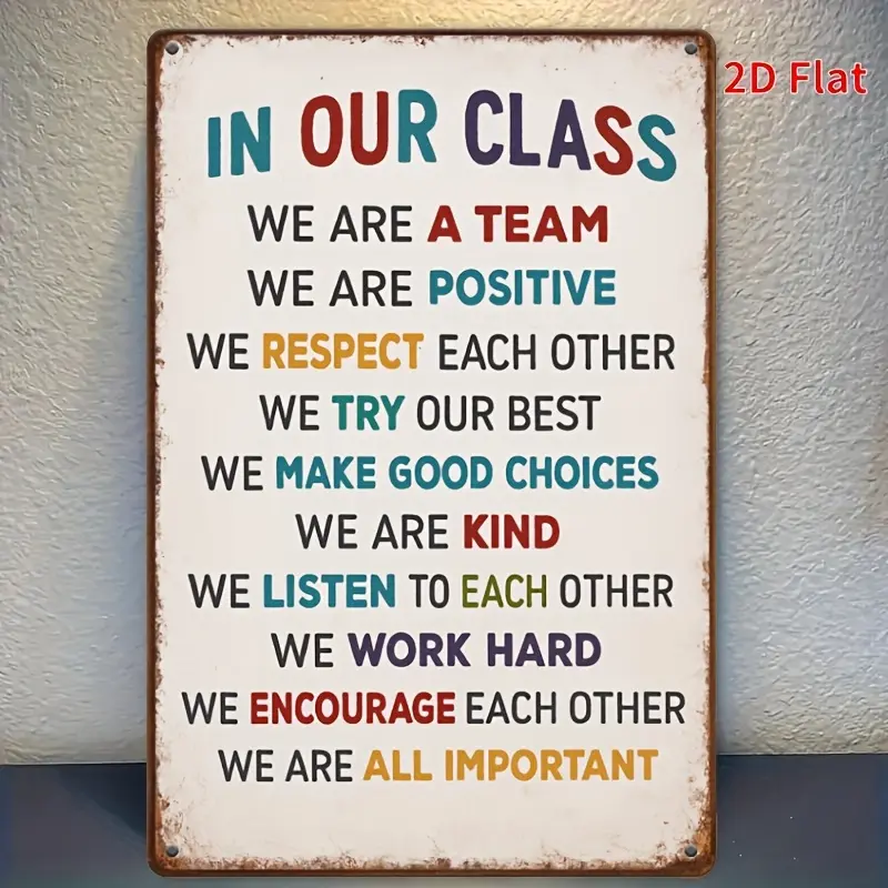 [Print Painting] [2D Flat]1pc 8X12Inch Classroom Rules Poster, We Are A Team, Motivational Poster Classroom Decorations, Classroom Inspirational Posters for School Teacher Classroom Supplies Eid Al-Adha Mubarak