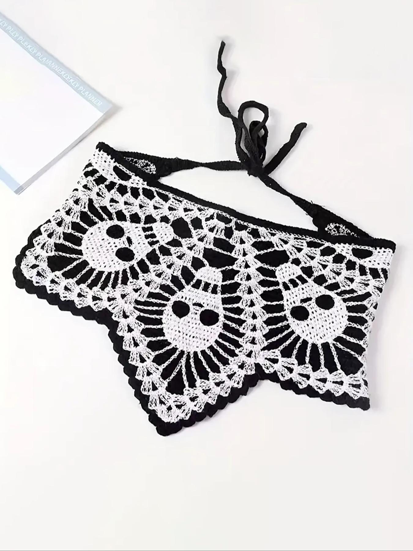 Halloween Themed Skull Embroidery Crochet Hair Band, Cute Scary Hair Band for Women & Girls, Fashion Hair Accessories for Party, Daily Clothing Decor, Holiday, Boho