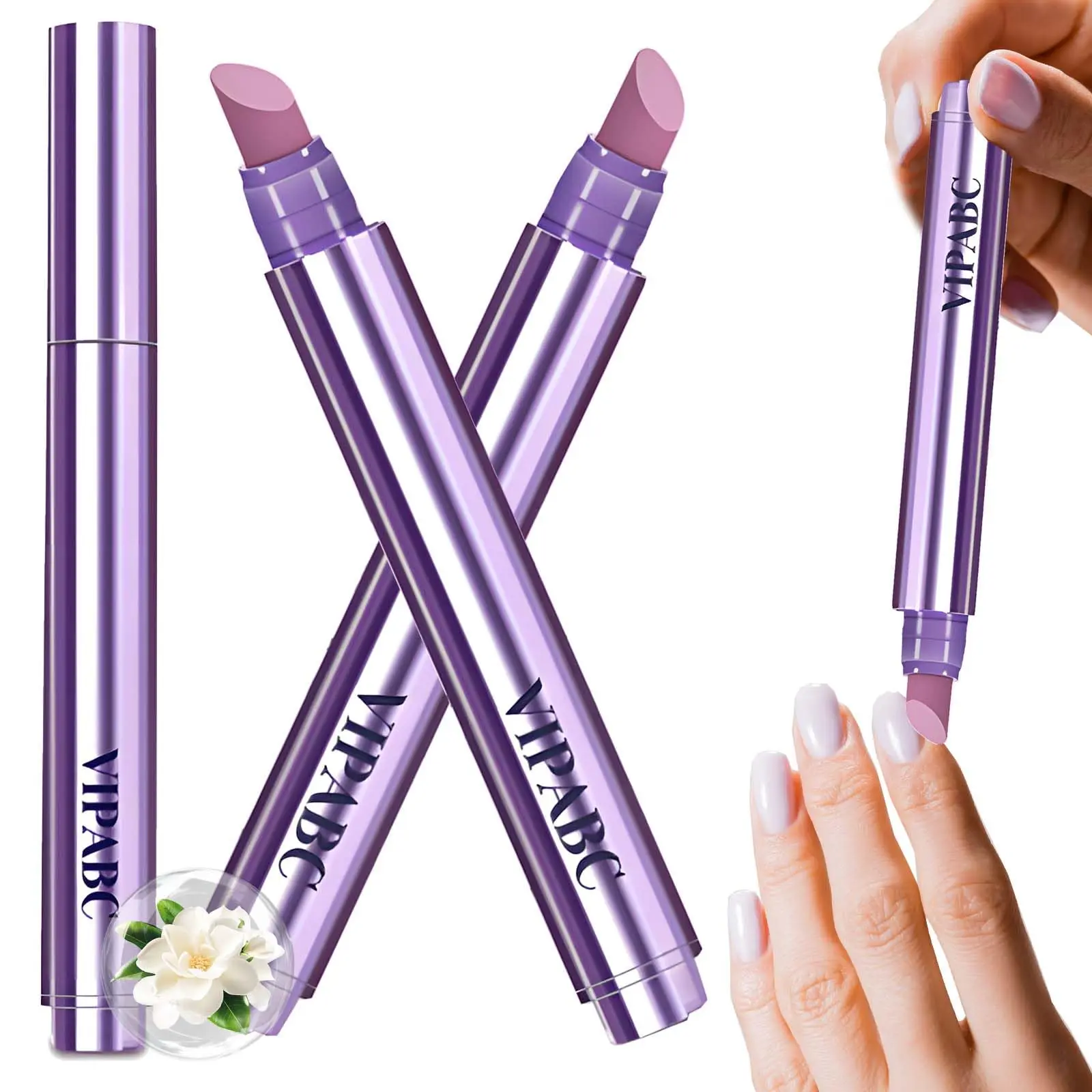 Purple Tube Cuticle Care Oil Pen, Portable Jasmine Nail Treatment Pen, Hydrate Soften Cuticles Anti-Dryness Nail Repair Tool for Manicure
