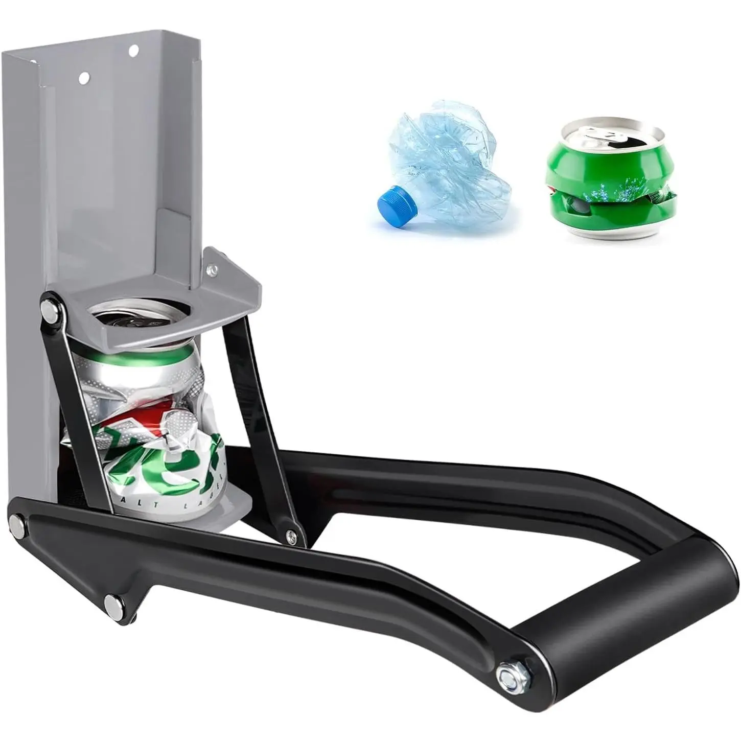 16 oz Metal Aluminum Can Crusher, Wall Mounted Heavy Duty Smasher for Aluminum Seltzer, Soda, Beer Cans And Bottles for Recycling, Gadgets for Home (Gray)