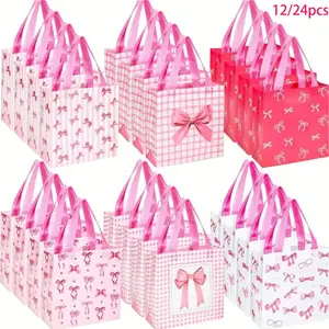 12/24pcs Beautiful Gift Bags with Handles incl.Reusable & For Presents of Any Birthday, Weddings, Valentine's Day,Mothers Day & Other Occasion Variety Bag Wedding Party Supplies Packaging