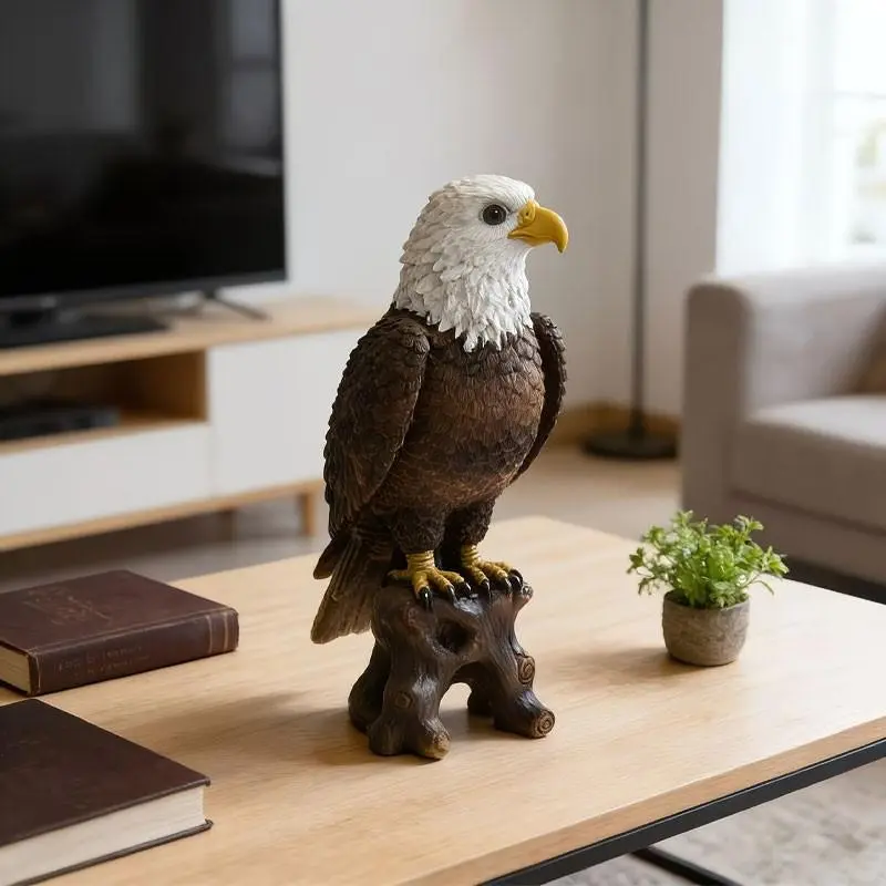 A majestic white eagle statue, lifelike and standing upright, ready to take flight. Suitable for home or garden decoration for patriotic purposes. Perfect gift for Father's Day, Independence Day, Thanksgiving Day and Halloween.