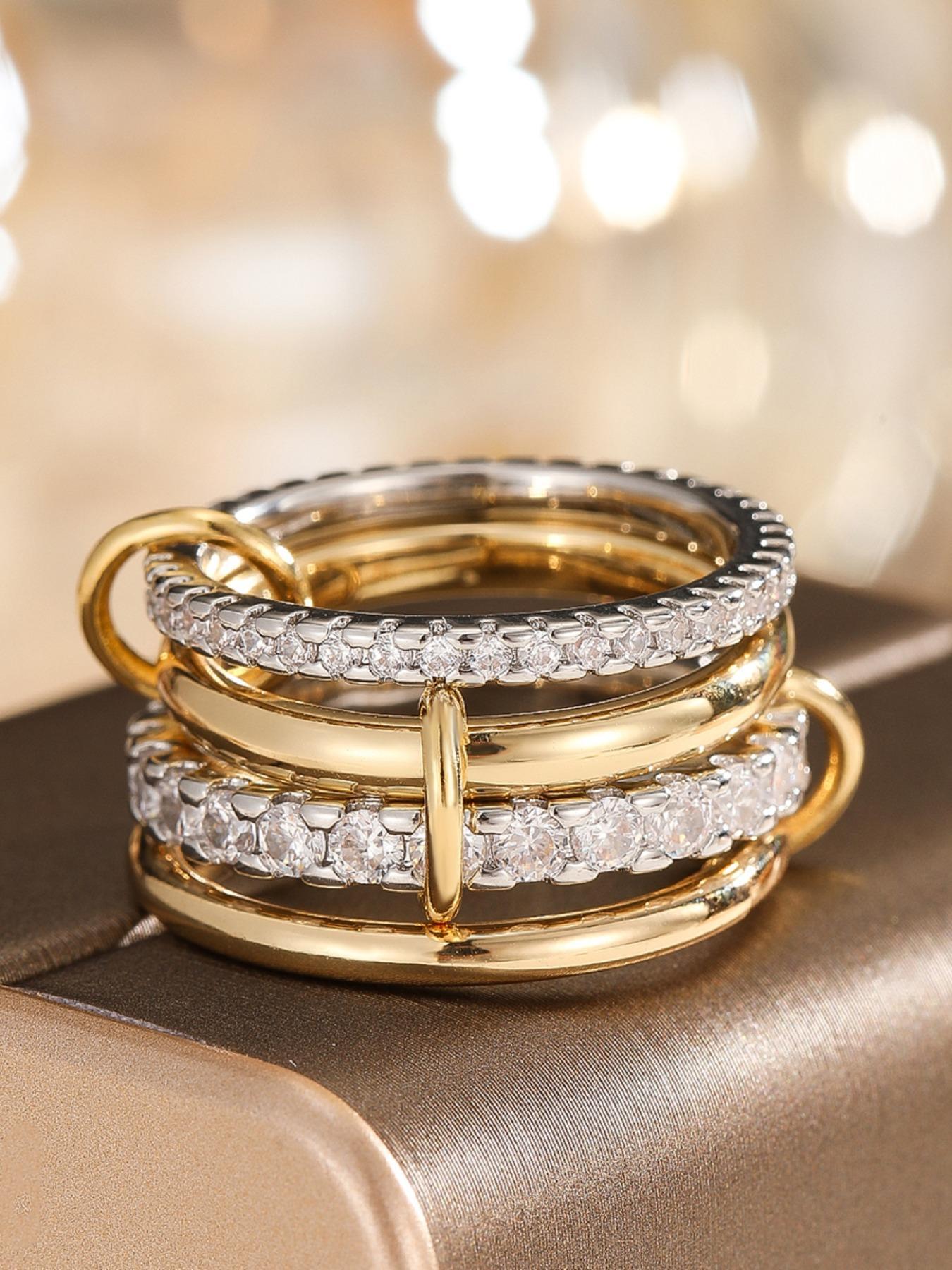 Women's Elegant Rhinestone Decorated Ring, Exquisite Trendy Ring, Fashionable Jewelry for Women As Gift