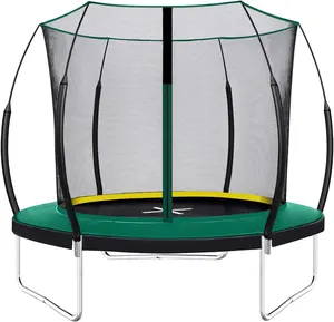 8FT Springfree Trampolines with LED Lights, Sprinkler, Music Speaker and Socks, ASTM Approved Outdoor Trampoline for Kids and Adults, Backyard Trampoline with Curved Poles