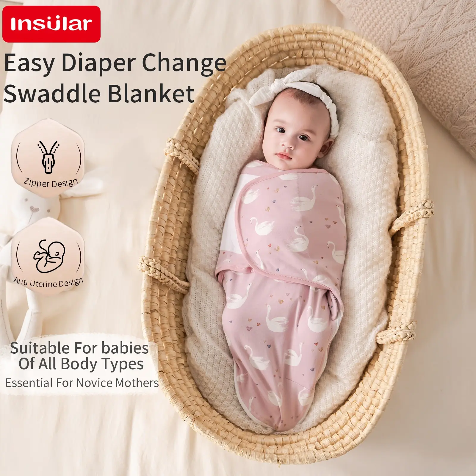 Four-Season Quiet Magic Tape Baby Swaddling Blanket, Newborn Anti-Jump Sleep Bag, Full Cotton Infant Wrap, Unisex Bedding Type, Swaddle Blanket