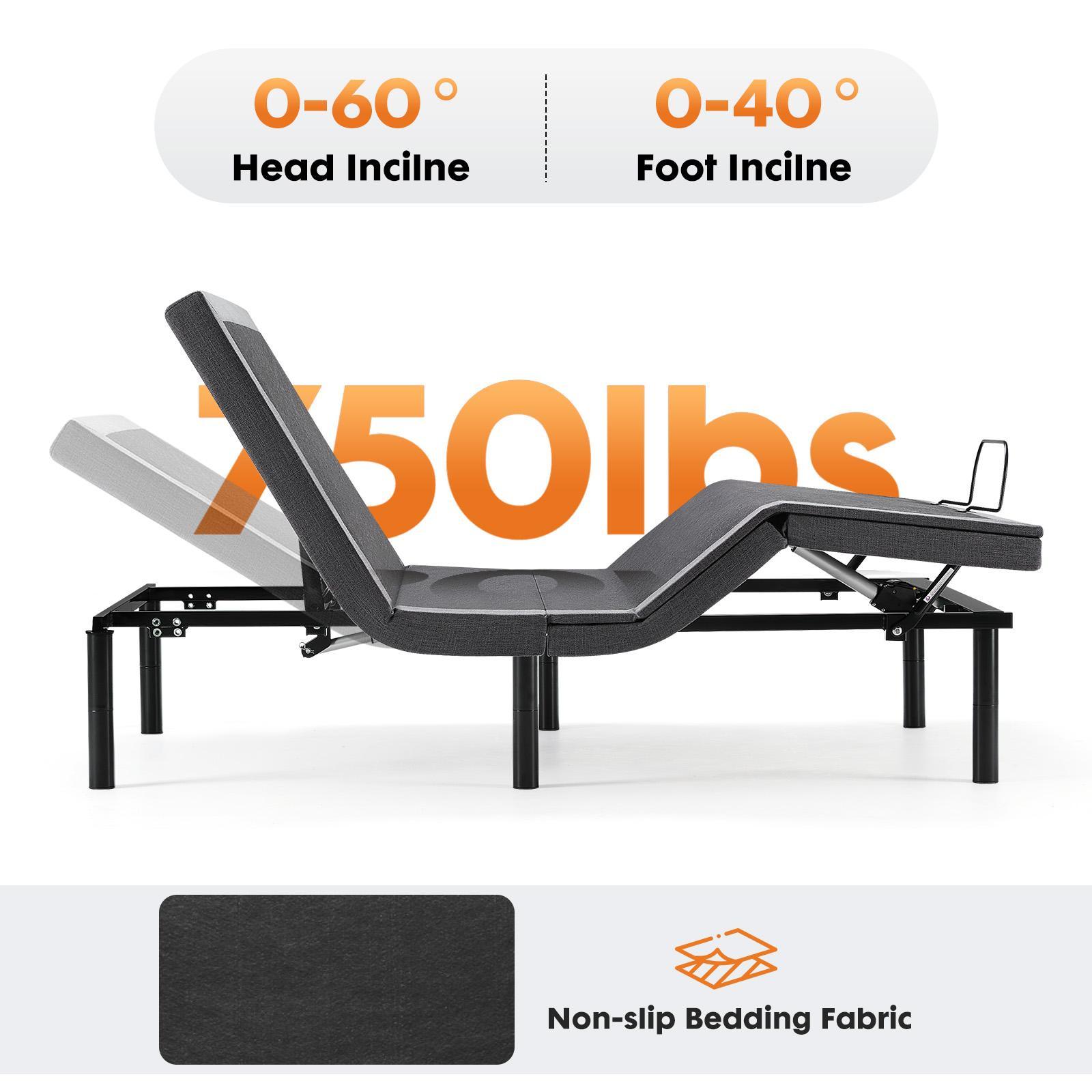 Full Size Electric Adjustable Bed Frame – Wireless Remote Control with Head & Foot Incline, Zero Gravity Position for Pressure Relief, Anti-Snore Setting for Better Sleep, Easy Assembly Design