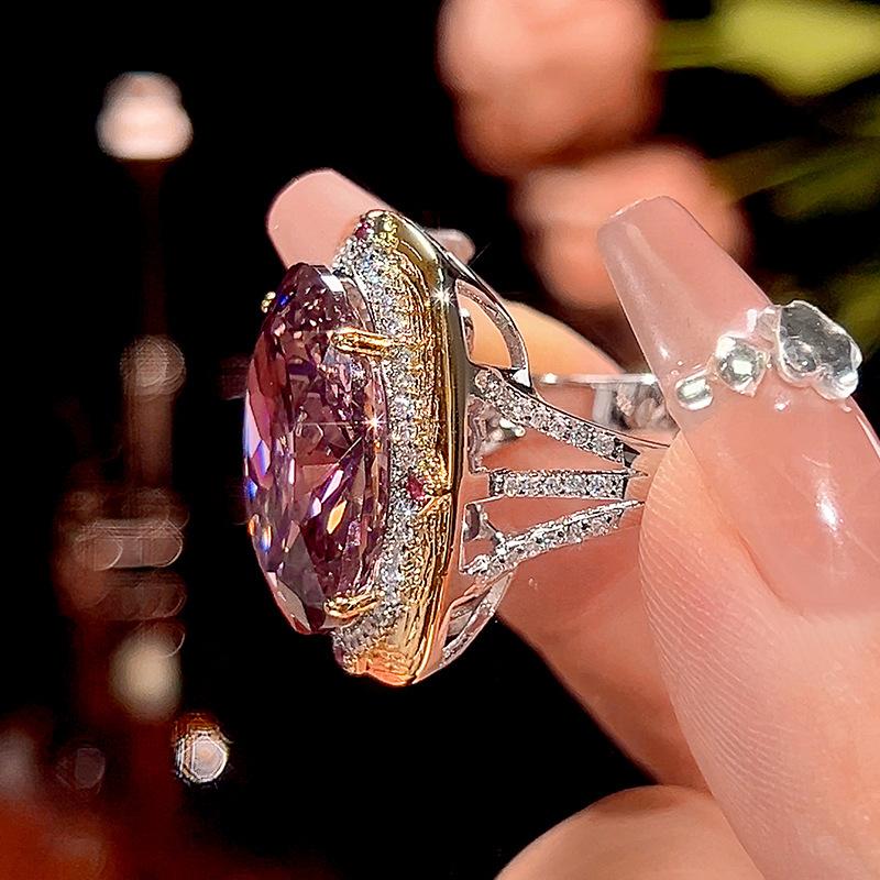 Vintage Dried Rose Jewelry Set for Women Oval Cut Luxury Fashion Necklace Earrings Ring Gifts for Women