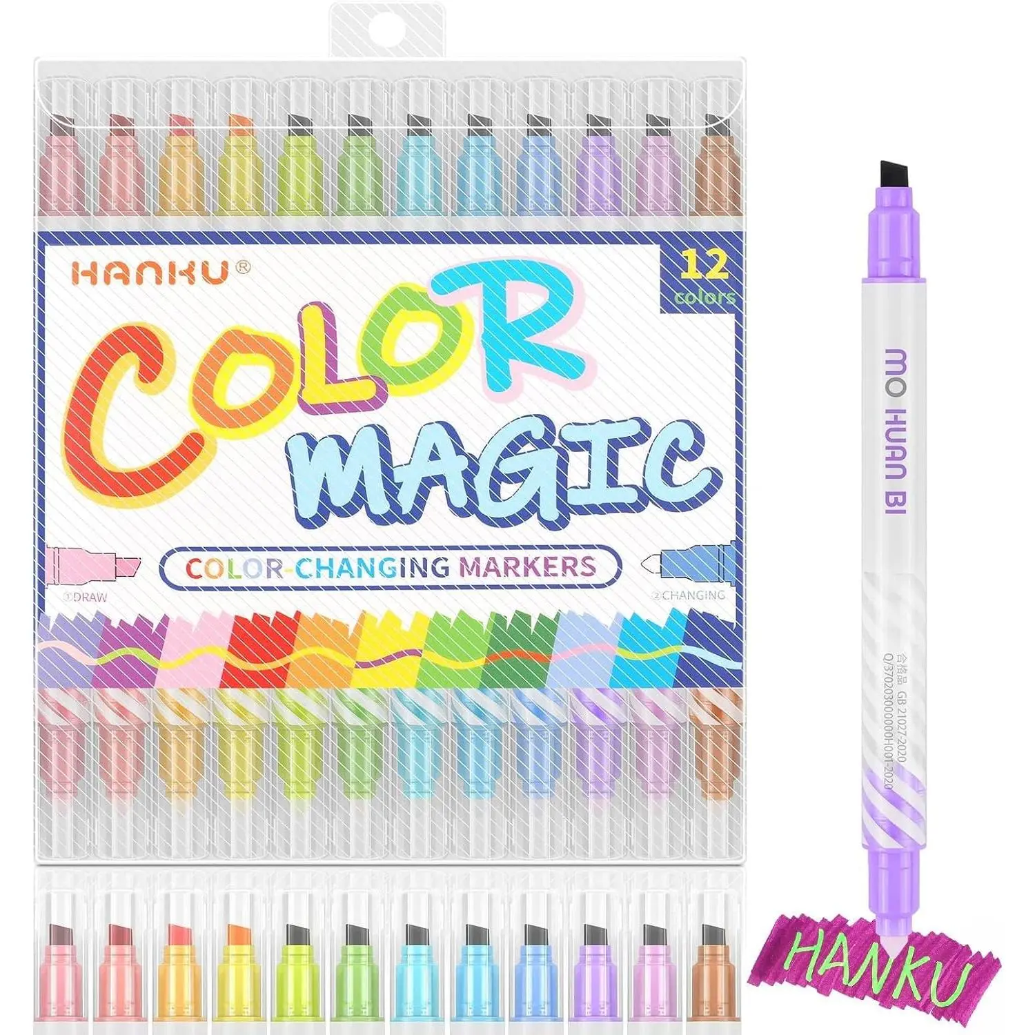 12 Pack Color Changing Highlighter Markers, -Tip Magic Highlighters,  Colors Journaling Drawing School Office Art Supplies