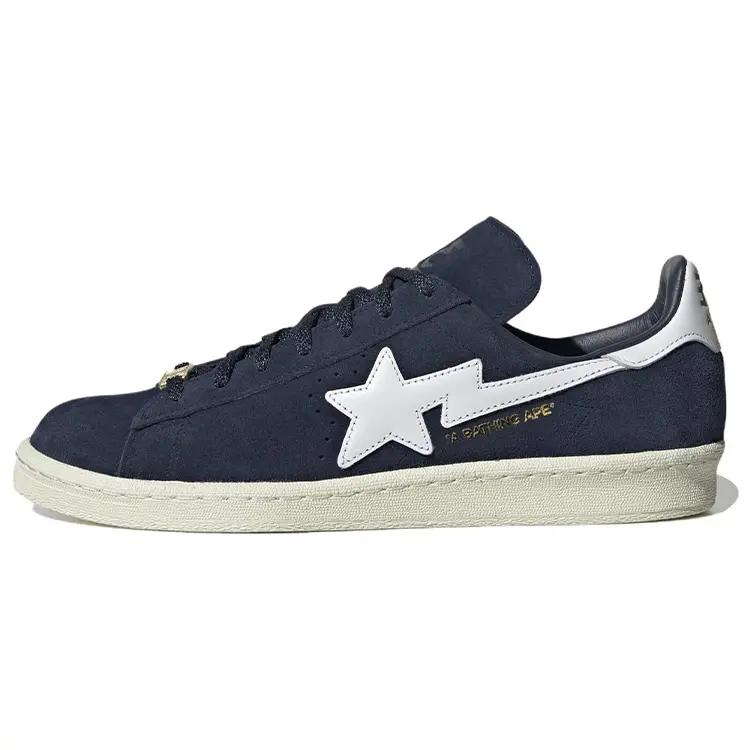 Adidas Originals x A BATHING APE Campus 80s Low-Top Comfort Sneakers for Men and Women in Navy Verifiable, with credentials and supporting global authentication