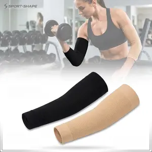 Arm Compression Sleeves for Women (4 Pairs) - Supportive Arm Cincher & Shaping Garment | One-Piece Striped Half-Arm Sleeve, Upper Arm Toner & Posture Support Band